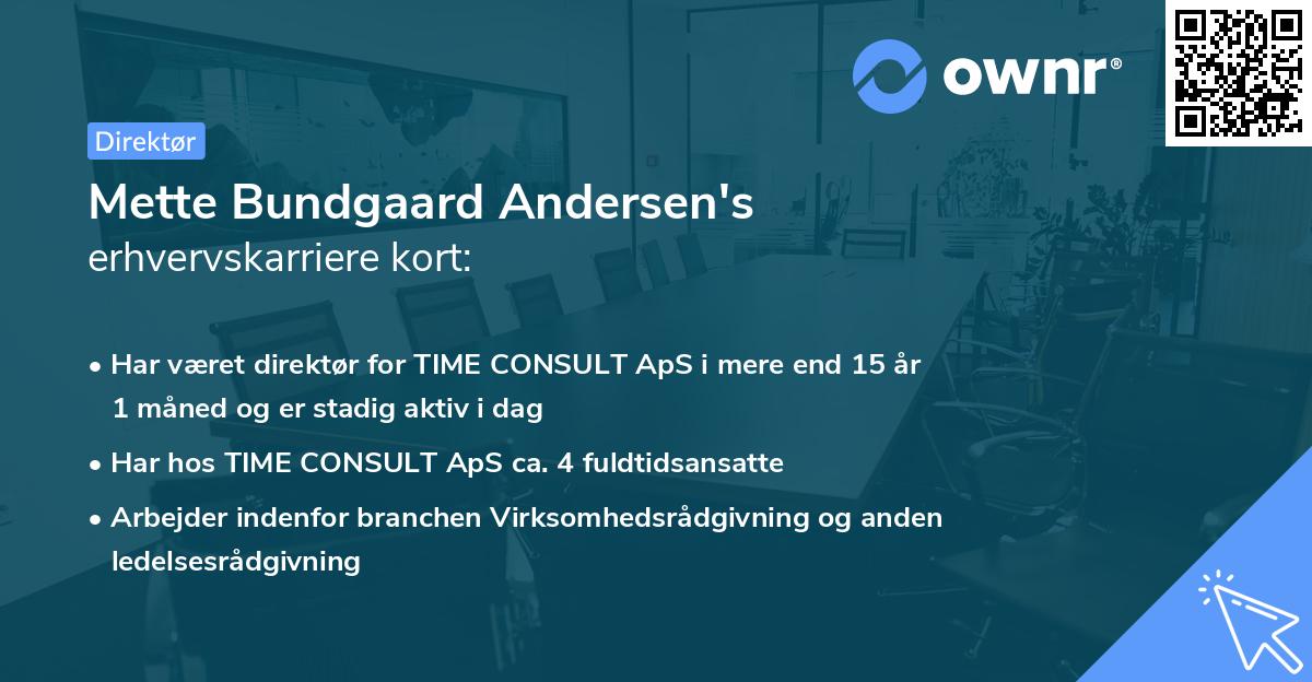 Mette Bundgaard Andersen's erhvervskarriere kort