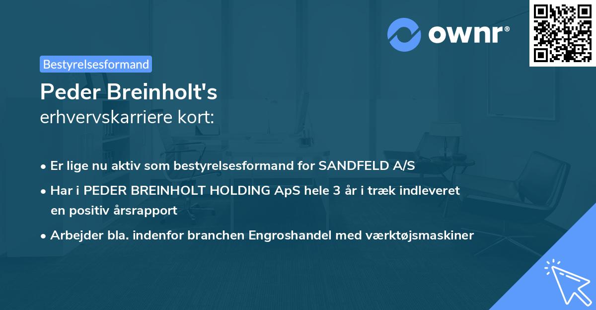 Peder Breinholt's erhvervskarriere kort