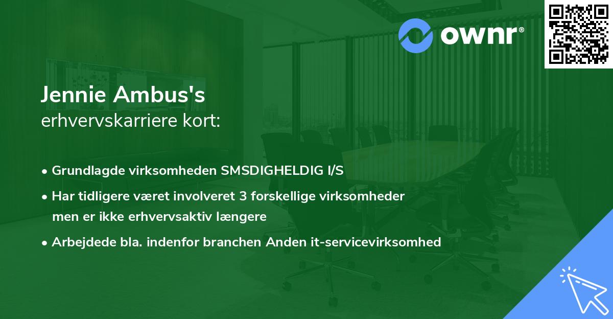 Jennie Ambus's erhvervskarriere kort