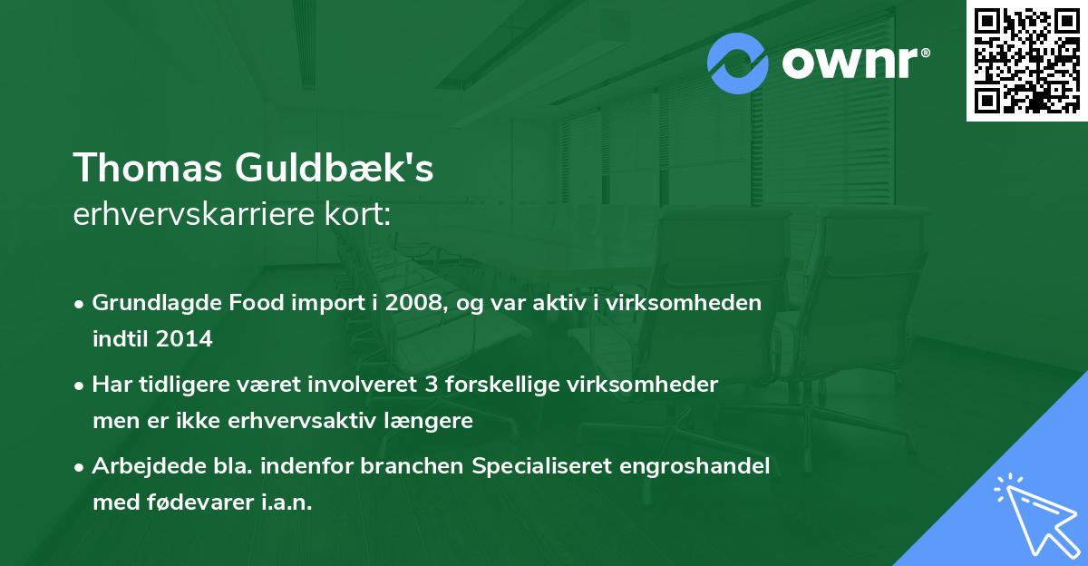 Thomas Guldbæk's erhvervskarriere kort