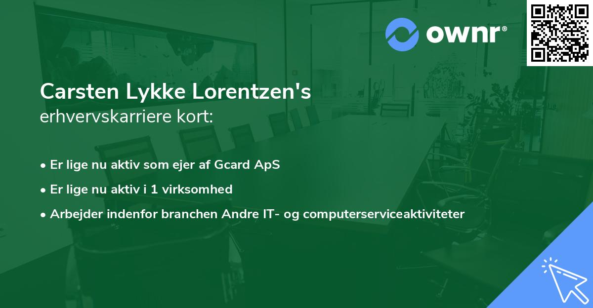Carsten Lykke Lorentzen's erhvervskarriere kort