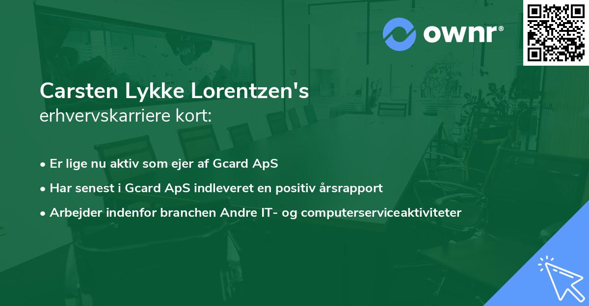 Carsten Lykke Lorentzen's erhvervskarriere kort