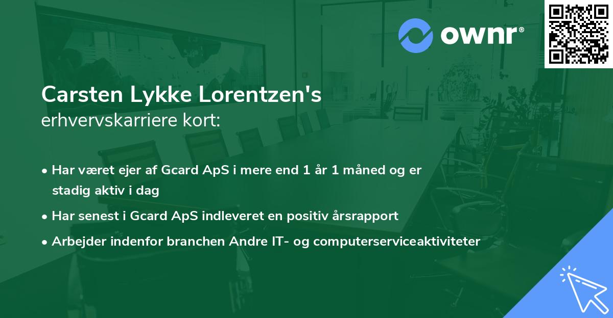 Carsten Lykke Lorentzen's erhvervskarriere kort