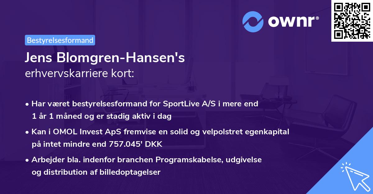 Jens Blomgren-Hansen's erhvervskarriere kort