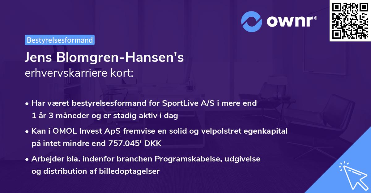 Jens Blomgren-Hansen's erhvervskarriere kort