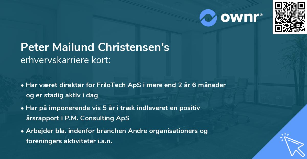 Peter Mailund Christensen's erhvervskarriere kort
