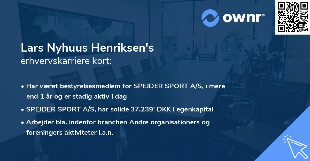 Lars Nyhuus Henriksen's erhvervskarriere kort