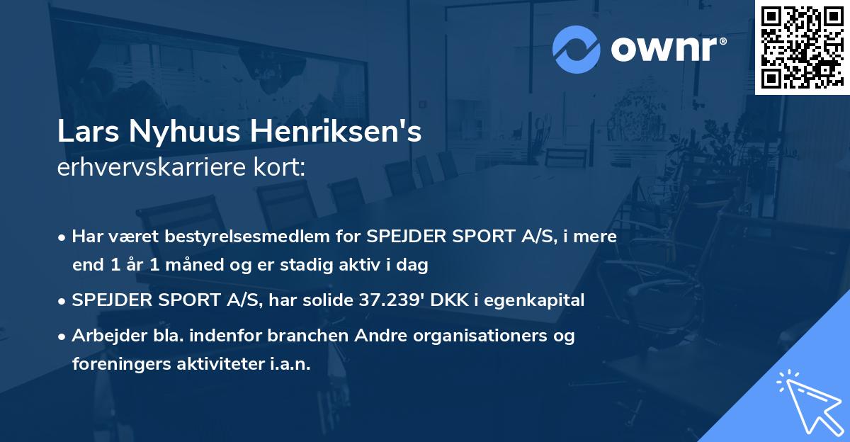Lars Nyhuus Henriksen's erhvervskarriere kort