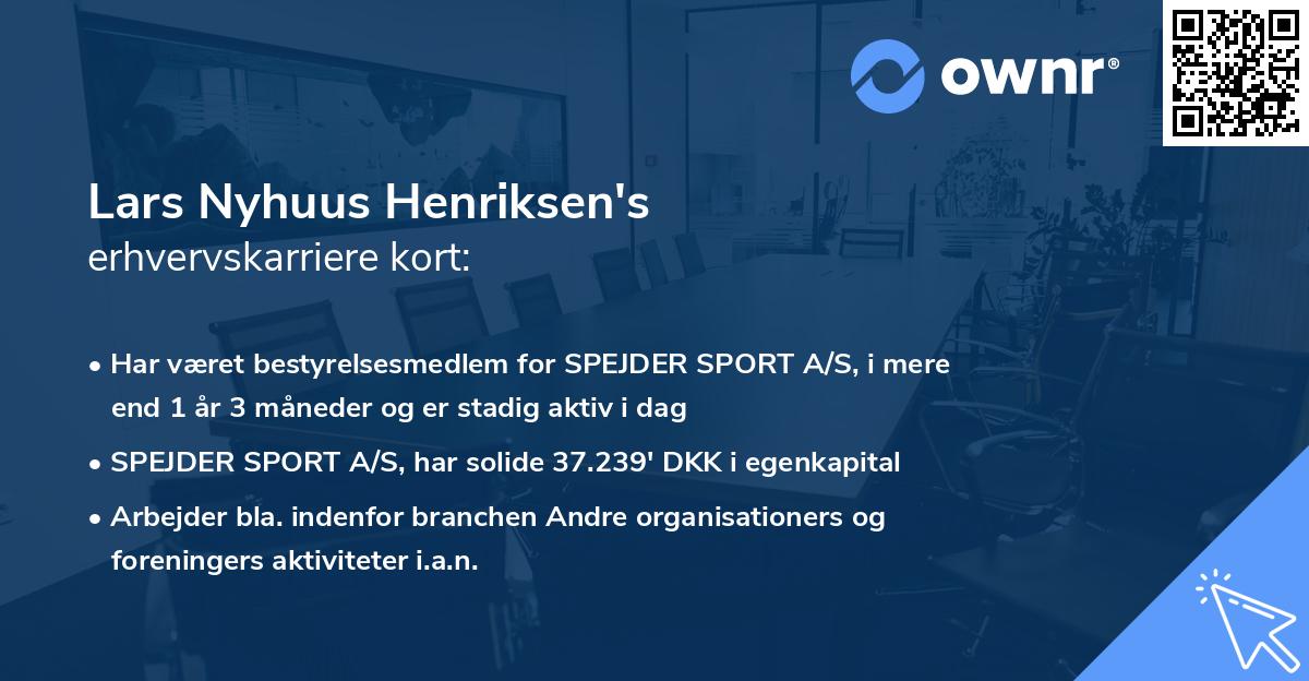 Lars Nyhuus Henriksen's erhvervskarriere kort