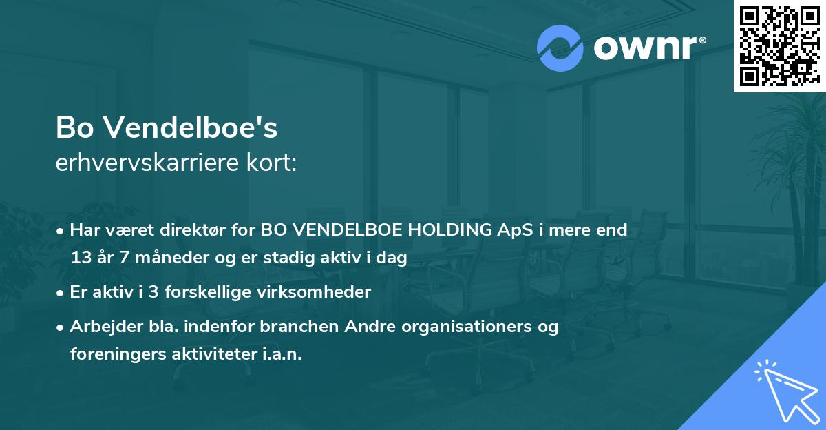 Bo Vendelboe's erhvervskarriere kort