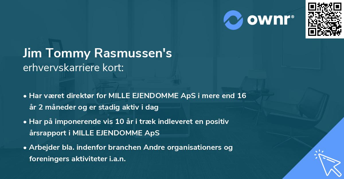 Jim Tommy Rasmussen's erhvervskarriere kort