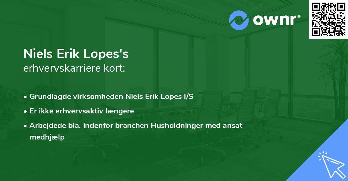 Niels Erik Lopes's erhvervskarriere kort