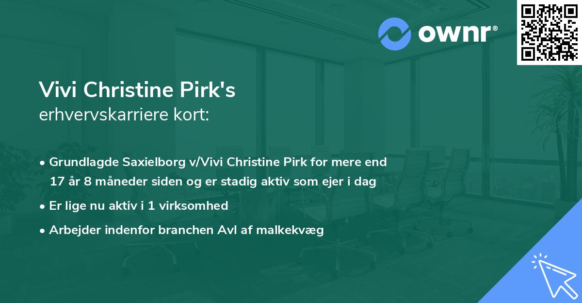 Vivi Christine Pirk's erhvervskarriere kort