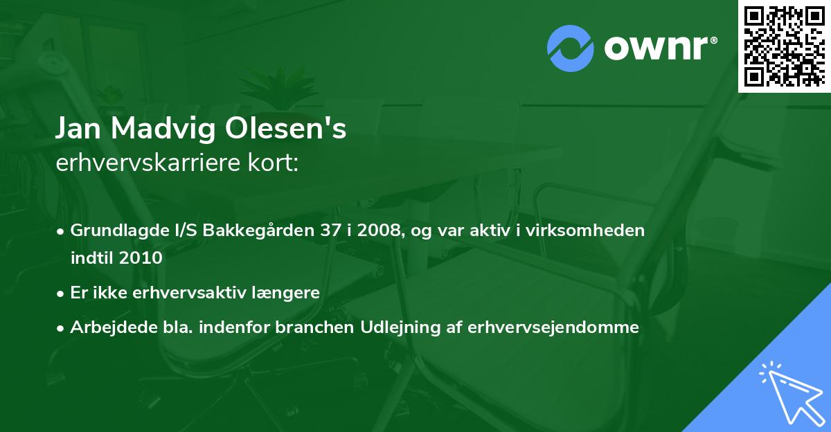 Jan Madvig Olesen's erhvervskarriere kort