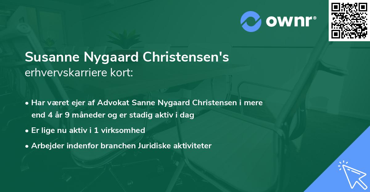 Susanne Nygaard Christensen's erhvervskarriere kort