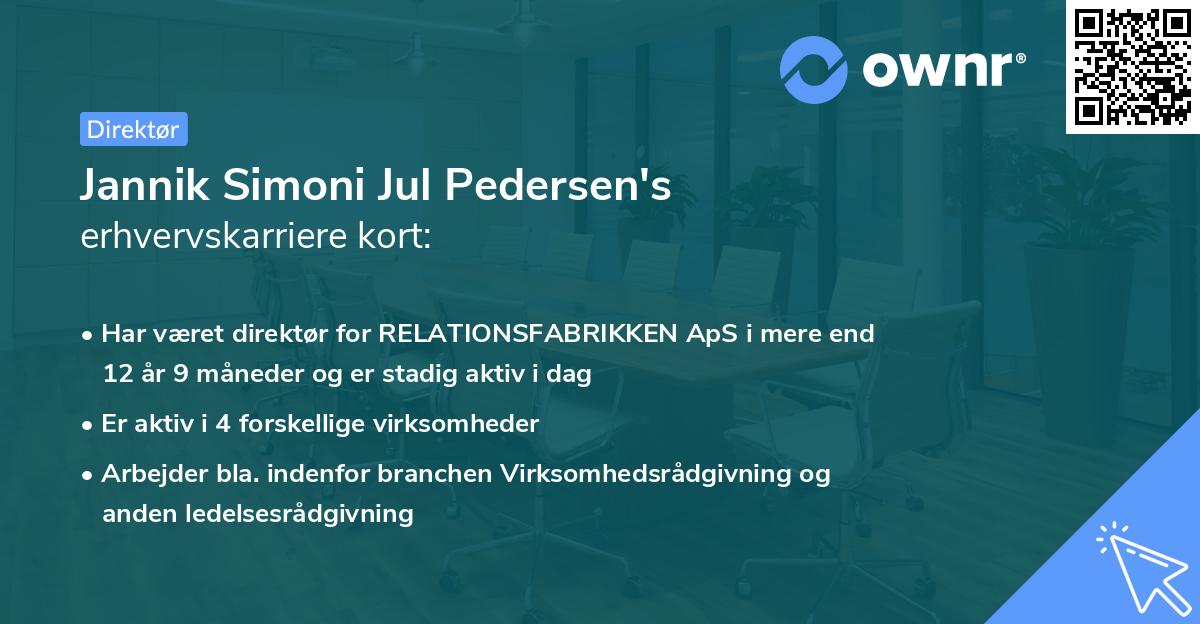 Jannik Simoni Jul Pedersen's erhvervskarriere kort