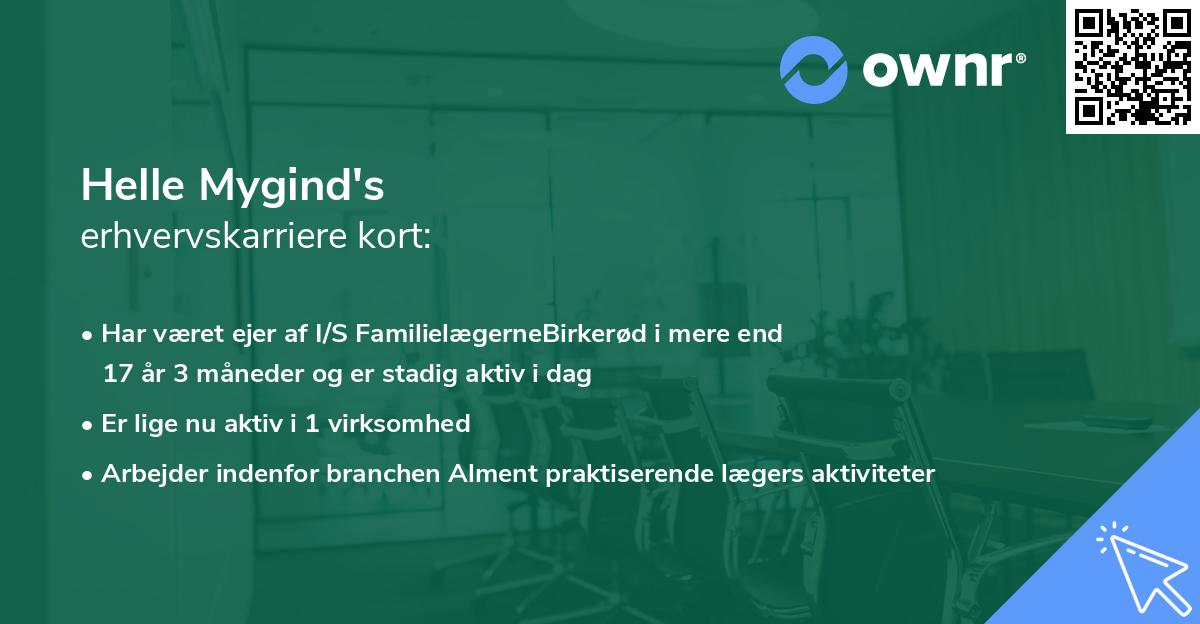 Helle Mygind's erhvervskarriere kort