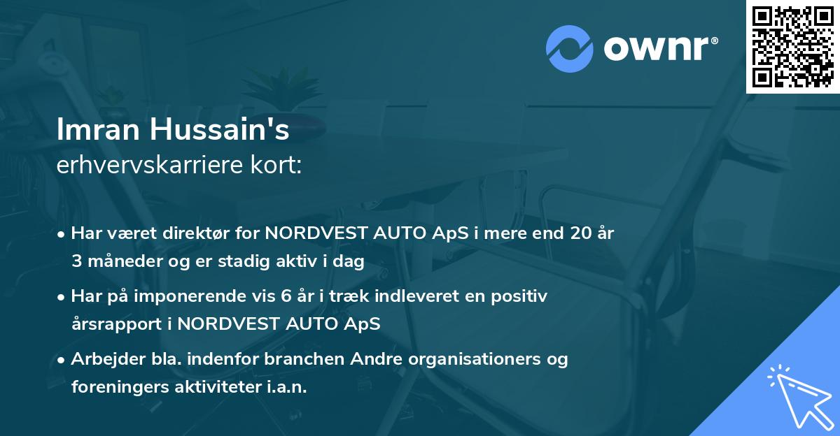Imran Hussain's erhvervskarriere kort