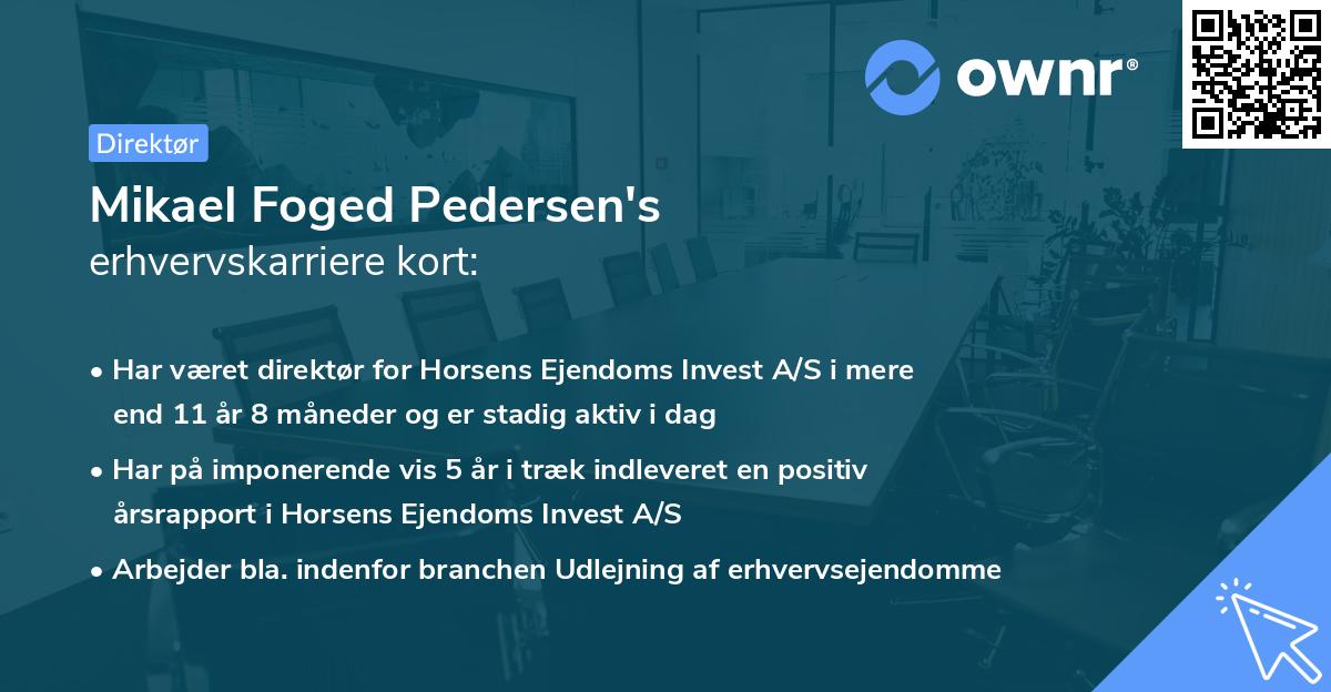 Mikael Foged Pedersen's erhvervskarriere kort