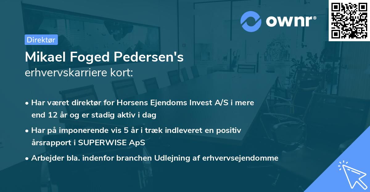 Mikael Foged Pedersen's erhvervskarriere kort