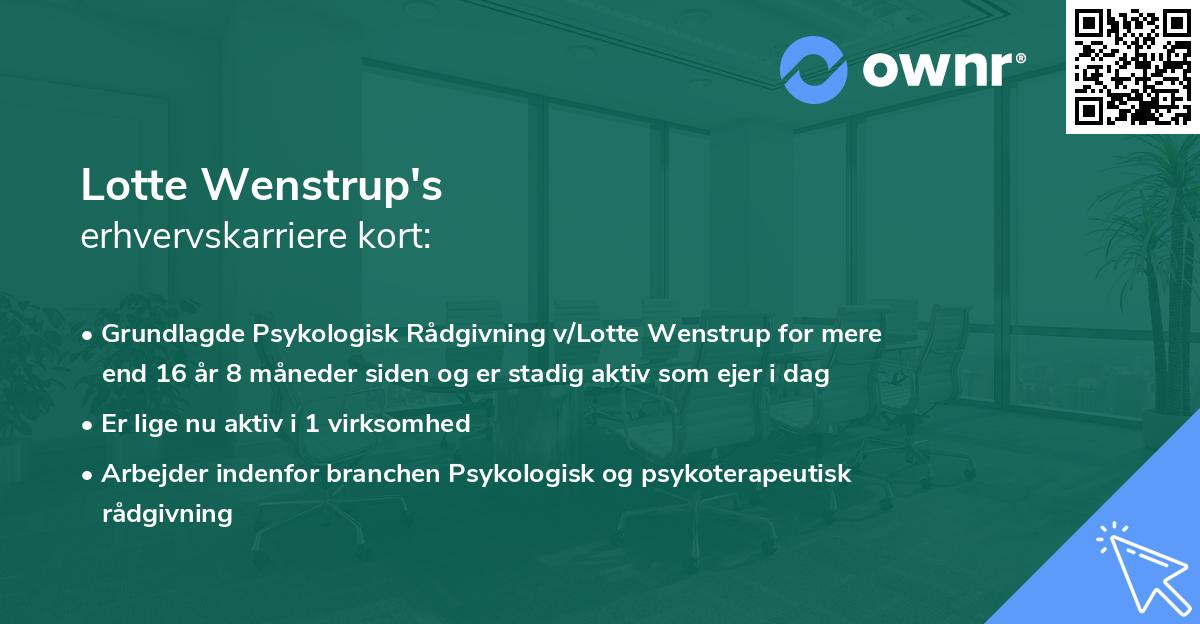 Lotte Wenstrup's erhvervskarriere kort