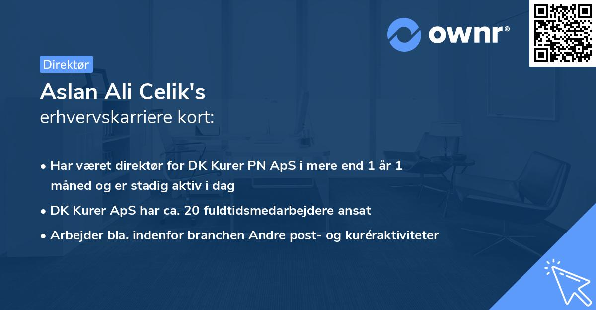 Aslan Ali Celik's erhvervskarriere kort