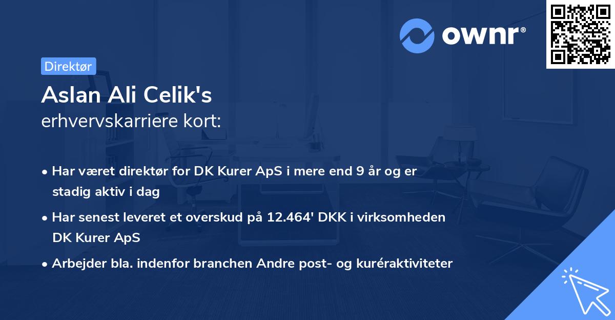 Aslan Ali Celik's erhvervskarriere kort