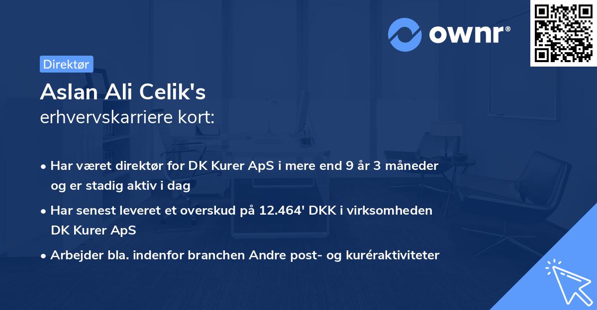 Aslan Ali Celik's erhvervskarriere kort