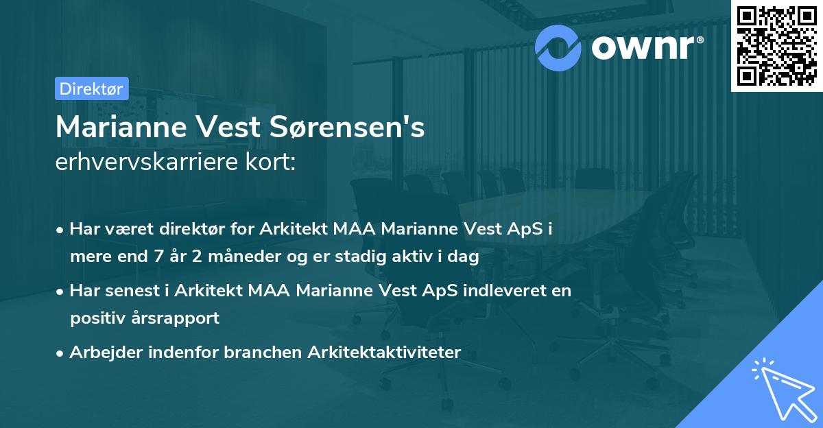 Marianne Vest Sørensen's erhvervskarriere kort