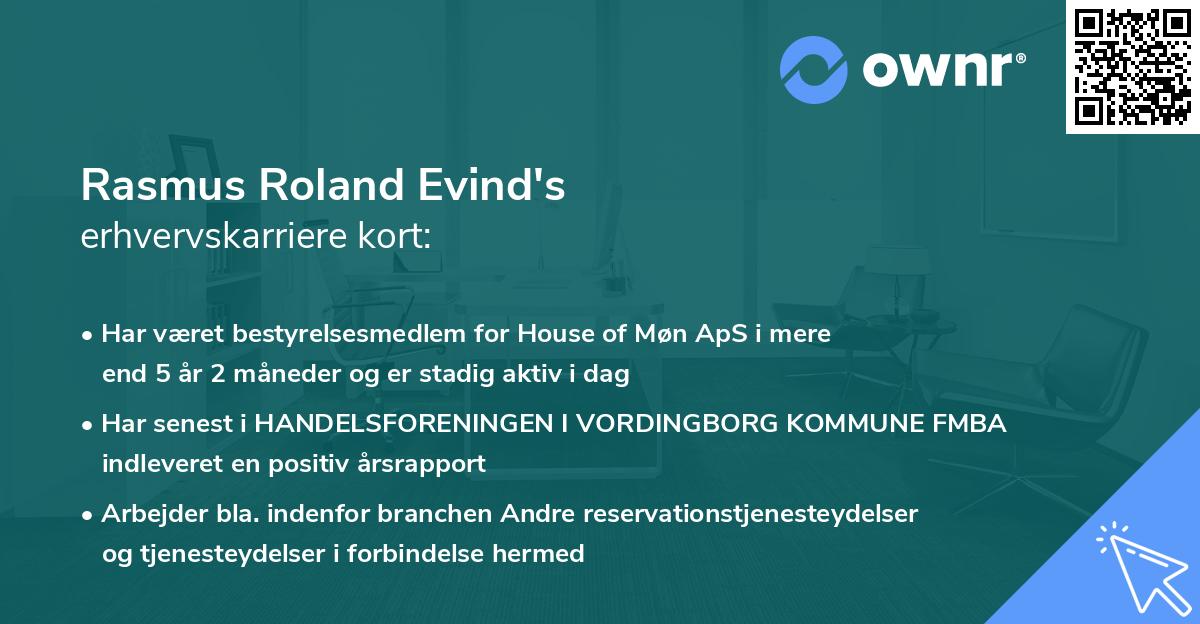 Rasmus Roland Evind's erhvervskarriere kort