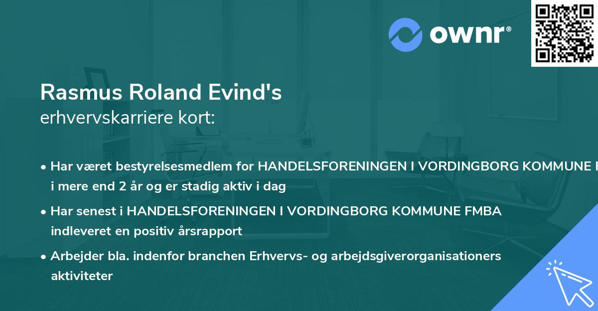 Rasmus Roland Evind's erhvervskarriere kort
