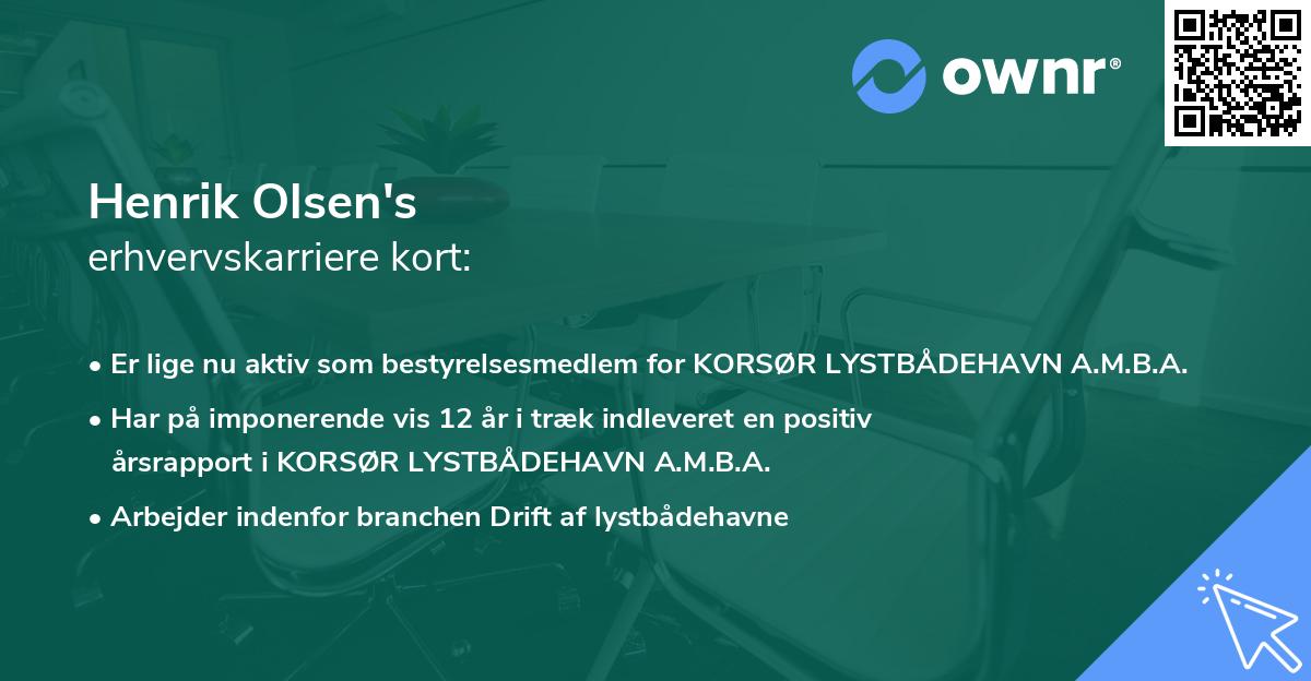 Henrik Olsen's erhvervskarriere kort