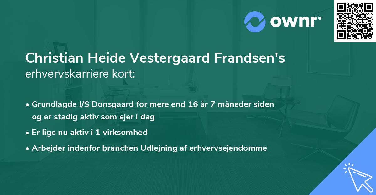 Christian Heide Vestergaard Frandsen's erhvervskarriere kort