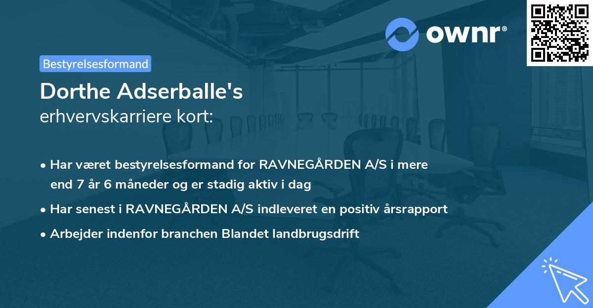 Dorthe Adserballe's erhvervskarriere kort