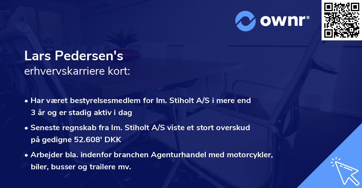 Lars Pedersen's erhvervskarriere kort