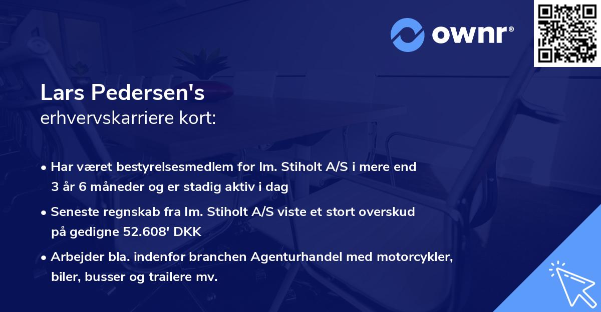 Lars Pedersen's erhvervskarriere kort