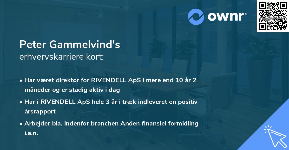 Peter Gammelvind's erhvervskarriere kort