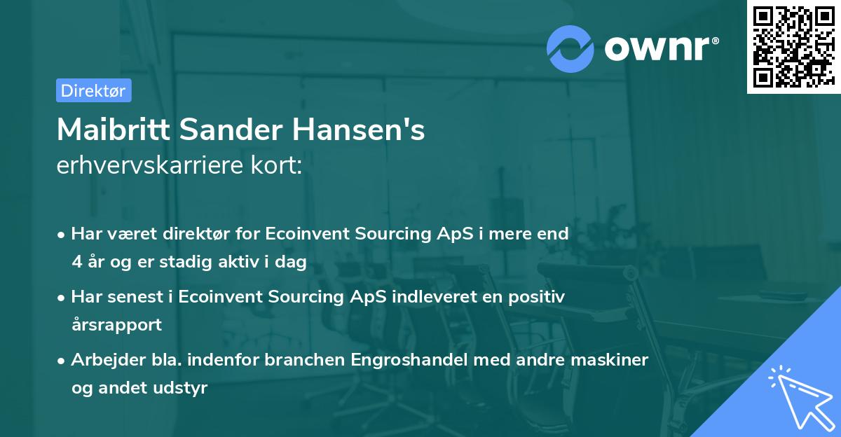 Maibritt Sander Hansen's erhvervskarriere kort