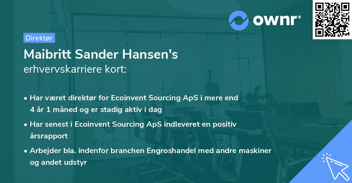 Maibritt Sander Hansen's erhvervskarriere kort