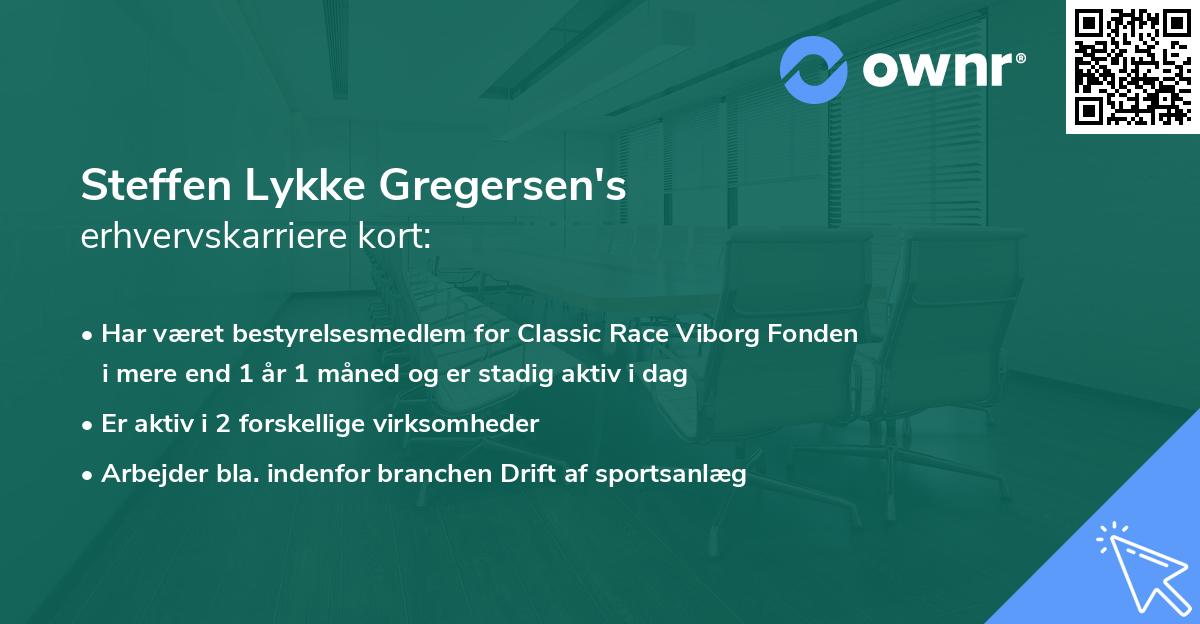 Steffen Lykke Gregersen's erhvervskarriere kort