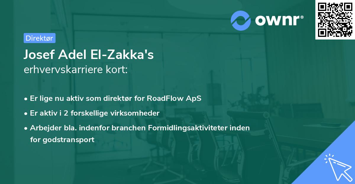 Josef Adel El-Zakka's erhvervskarriere kort