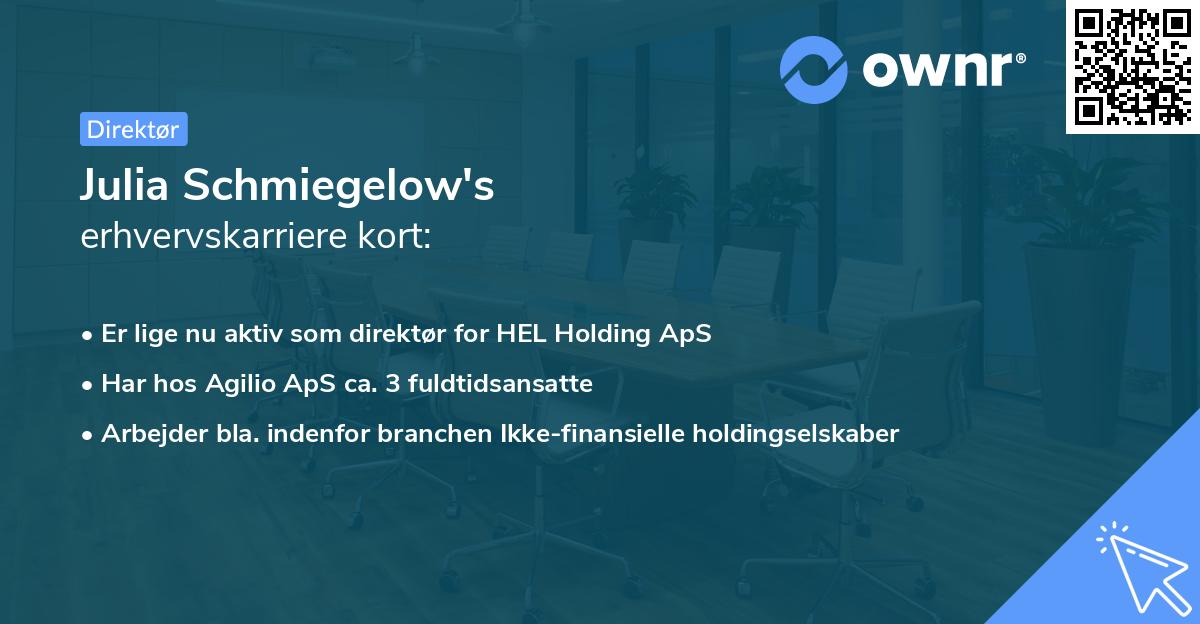 Julia Schmiegelow's erhvervskarriere kort