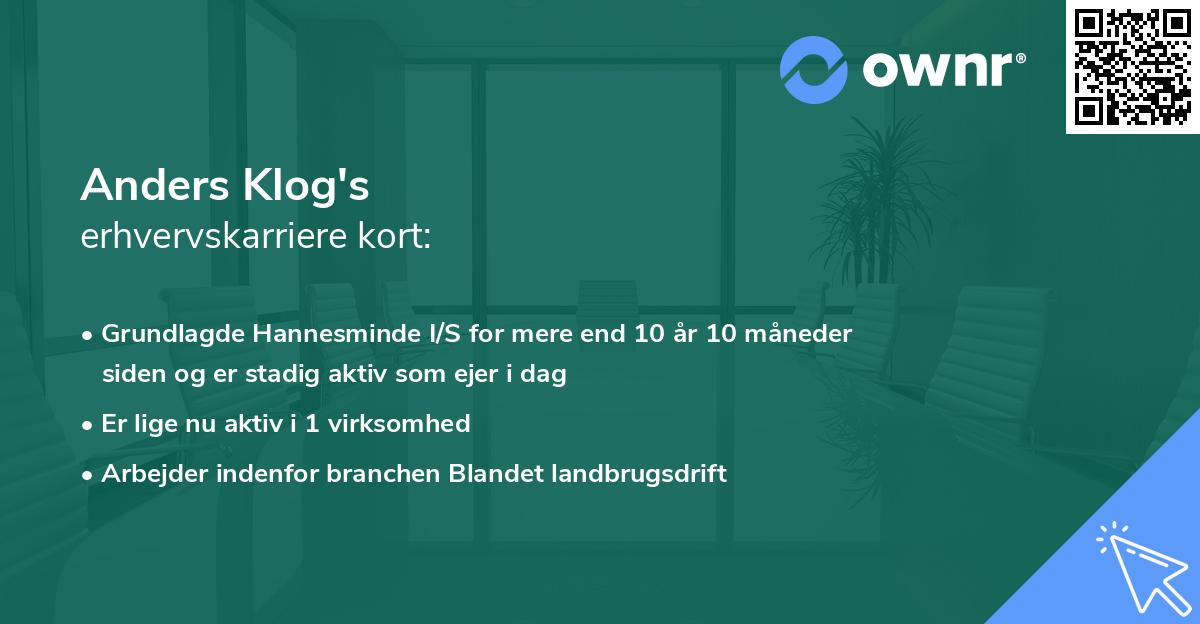 Anders Klog's erhvervskarriere kort