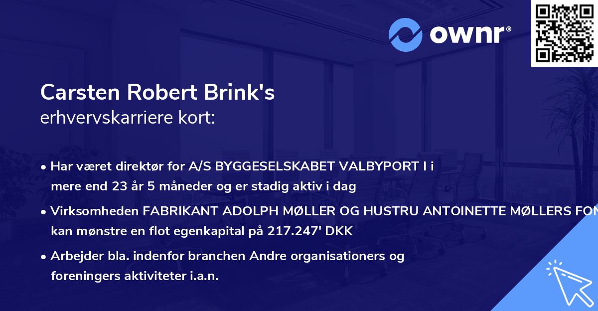 Carsten Robert Brink's erhvervskarriere kort