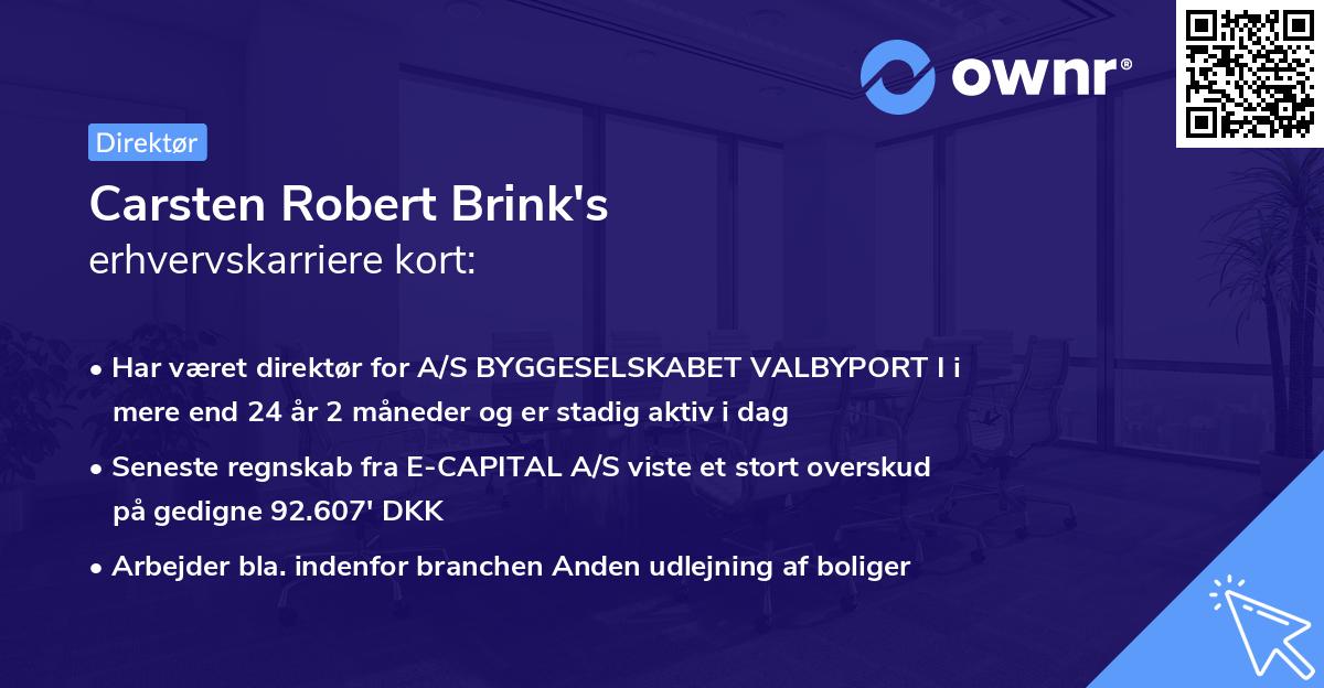 Carsten Robert Brink's erhvervskarriere kort