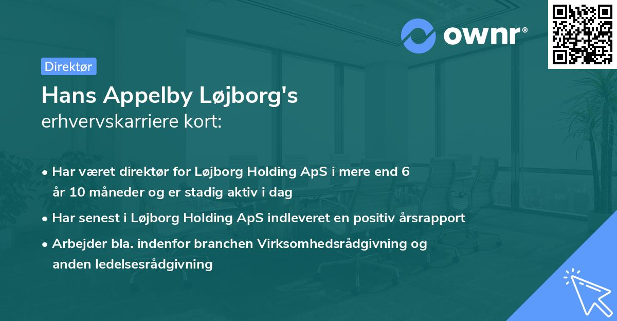 Hans Appelby Løjborg's erhvervskarriere kort
