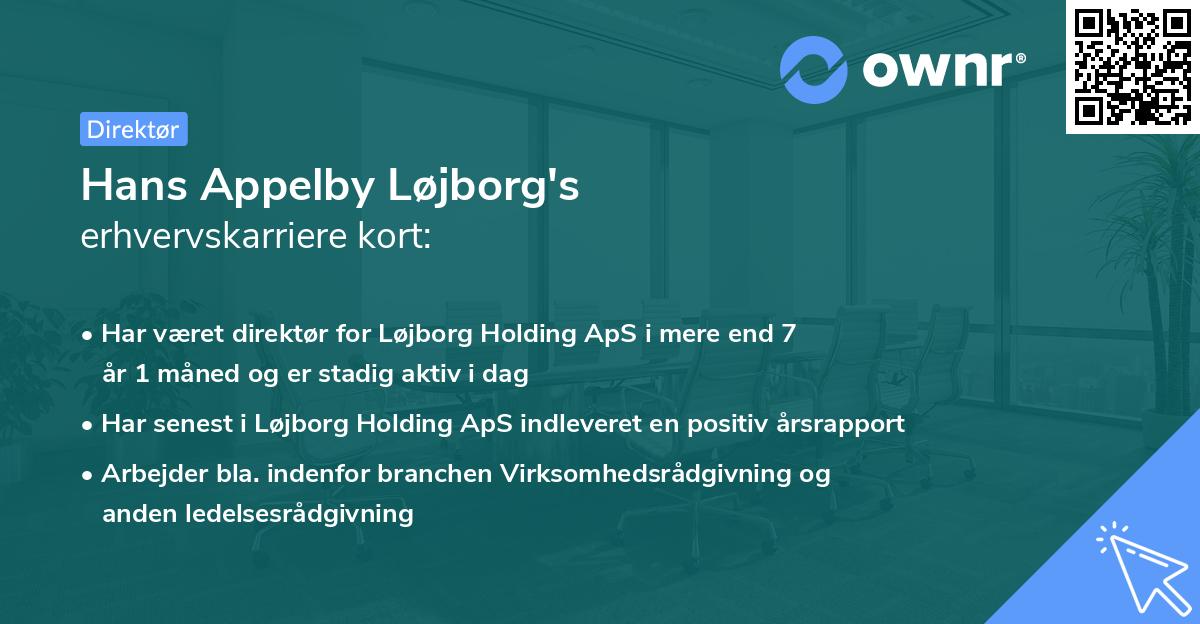 Hans Appelby Løjborg's erhvervskarriere kort