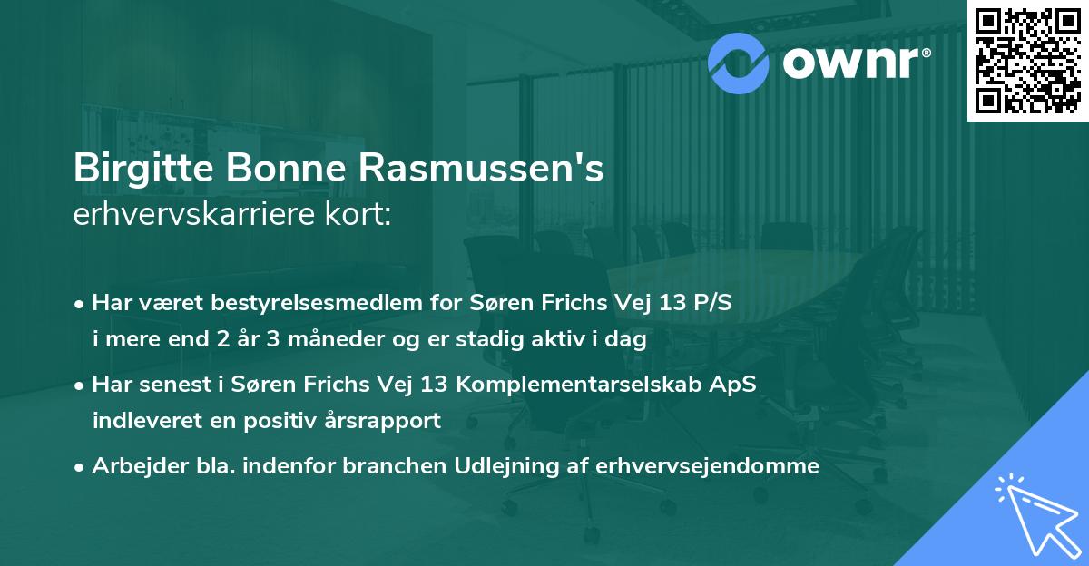 Birgitte Bonne Rasmussen's erhvervskarriere kort