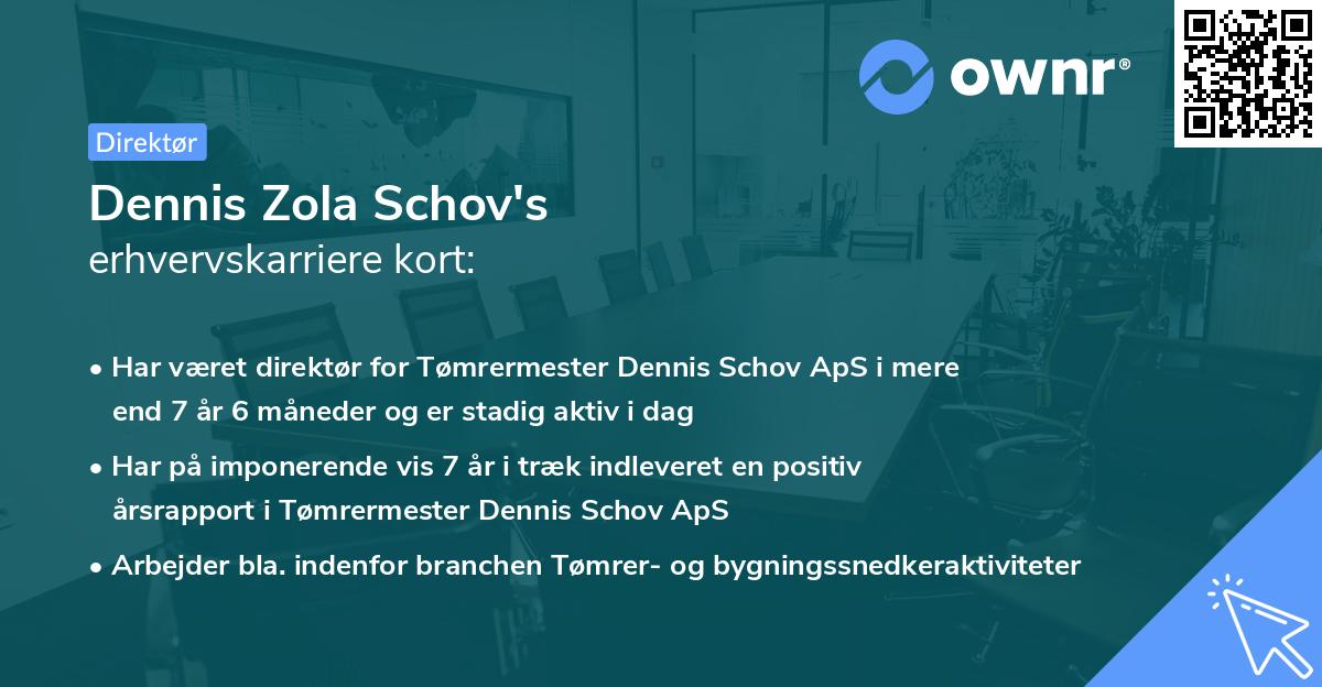 Dennis Zola Schov's erhvervskarriere kort