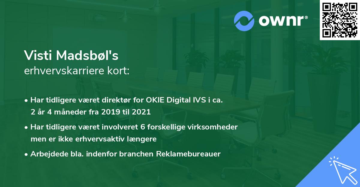 Visti Madsbøl's erhvervskarriere kort